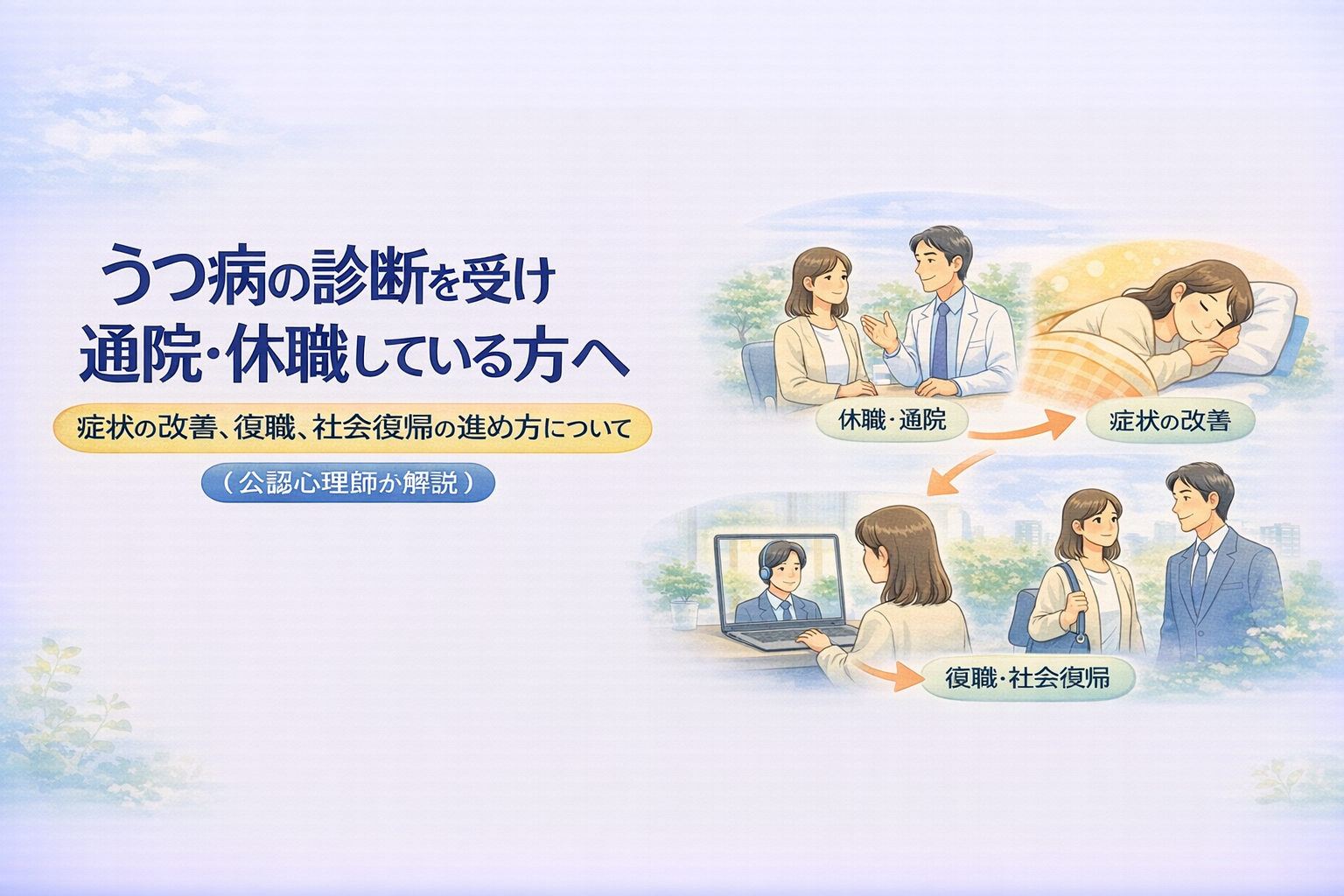 うつ病との向き合い方｜症状や診断、回復、休職から復職への準備について（公認心理師が解説）