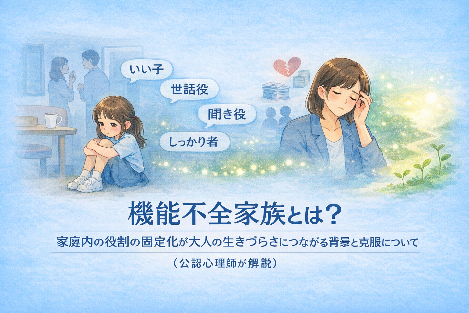 機能不全家族とは？家庭内の役割の固定化が大人の生きづらさにつながる背景と克服について（公認心理師が解説）