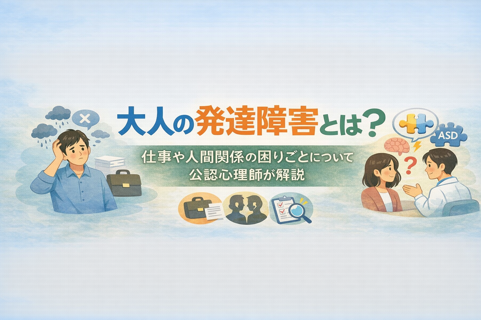 大人の発達障害とは？特徴・仕事や人間関係での困りごと・診断・相談先について（公認心理師が解説）